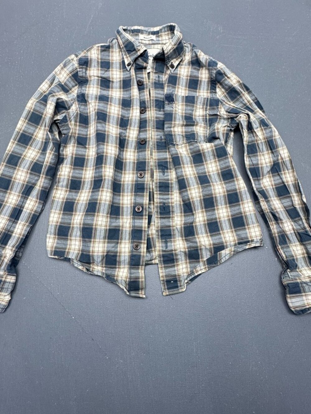 Abercrombie Kids Size Small Blue Plaid Button Down Shirt Youth Boys Long Sleeve